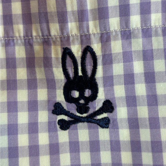 Psycho Bunny Button Down Shirt Men’s Xl Purple Gingham Plaid Single Needle - Picture 5 of 8